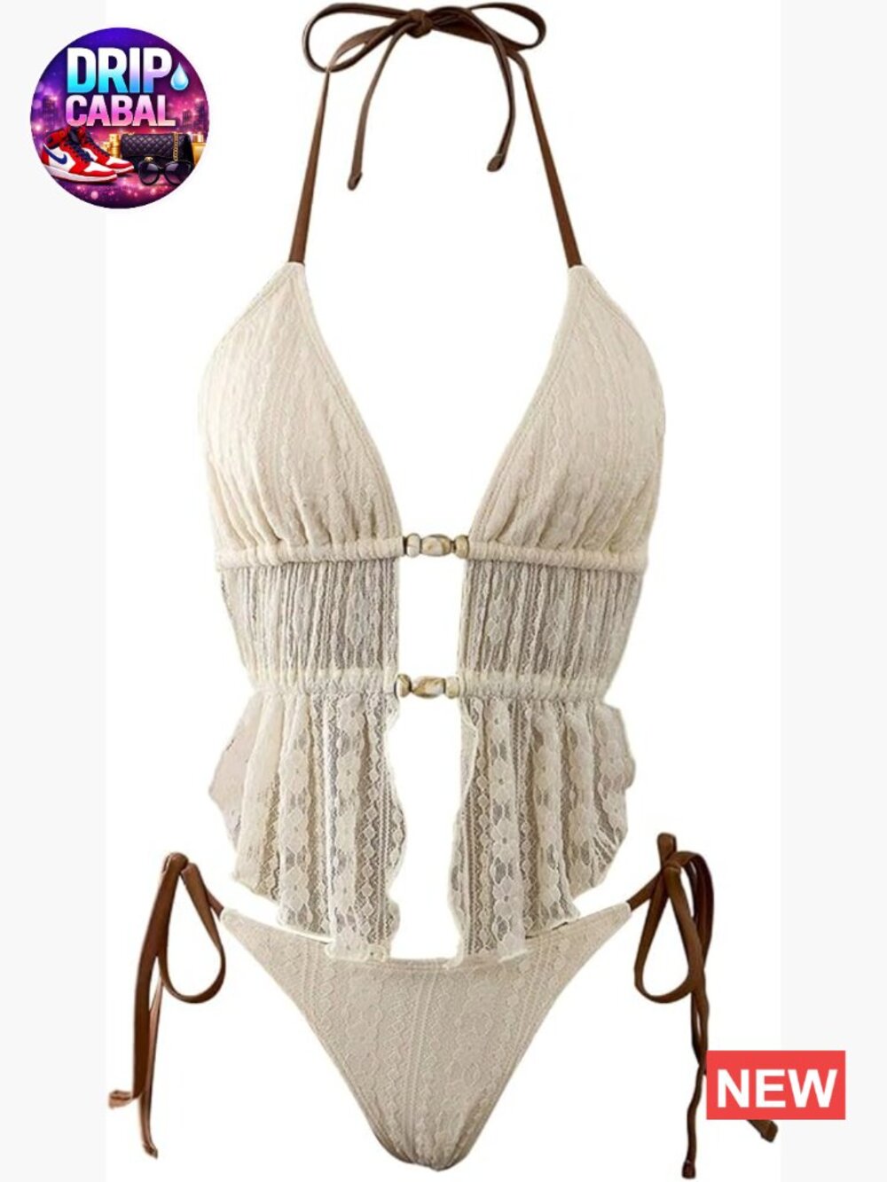 2 Piece Halter Tankini Swimsuits Lace Backless Cheeky Bikini Set Cruise Outfits